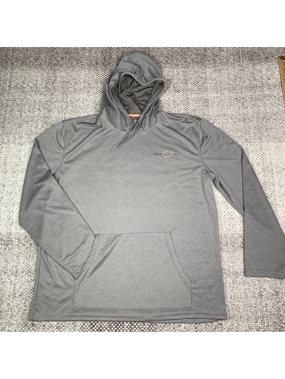 Reel Life Men's XXL Gray Hooded Long Sleeve Shirt